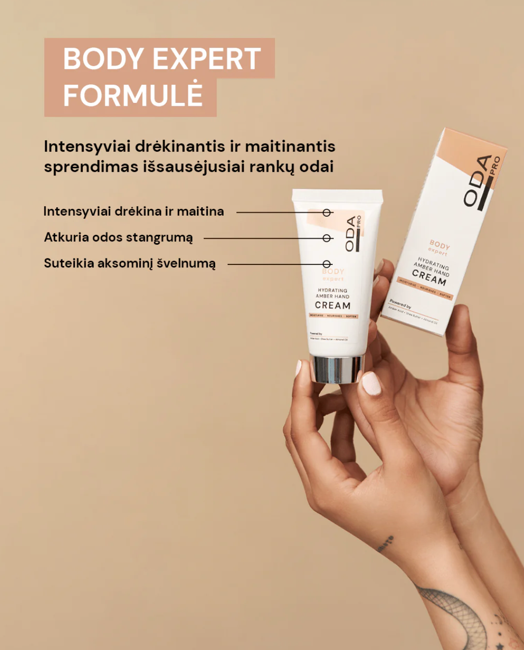 ODA Pro Hydrating Hand Cream With Amber Acid - 50 ml.