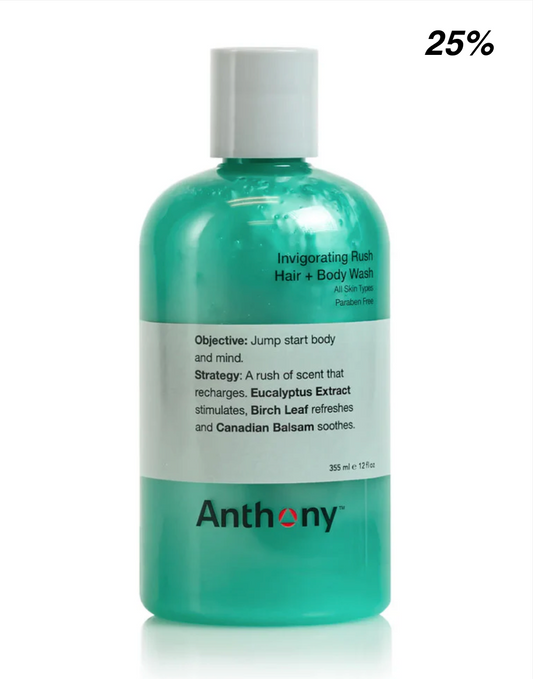 Anthony 2-i-1 Invigorating Rush Hair + Body Wash - 355 ml.